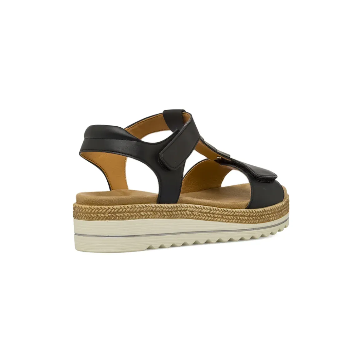 Sandali comfort neri da Donna con zeppa e dettagli in metallo P Soft