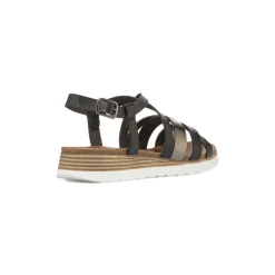 Sandali comfort neri da Donna con fasce incrociate e suola alta P Soft