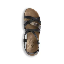 Sandali comfort neri da Donna con fasce incrociate e suola alta P Soft
