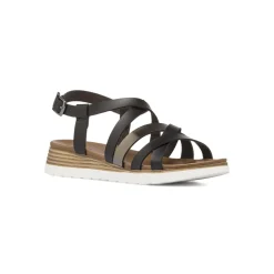 Sandali comfort neri da Donna con fasce incrociate e suola alta P Soft
