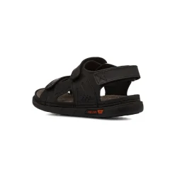 Sandali comfort neri da Uomo in pelle con chiusura a strappo P Soft
