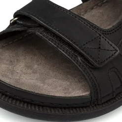 Sandali comfort neri da Uomo in pelle con chiusura a strappo P Soft