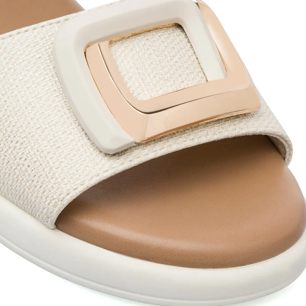 Sandali Comfort Nude da Donna con fibbia gioiello sulla tomaia P Soft