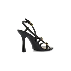 Sandali con tacco Donna neri effetto vernice con cinturini Swish Jeans