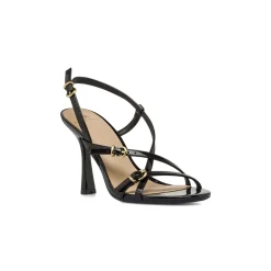 Sandali con tacco Donna neri effetto vernice con cinturini Swish Jeans