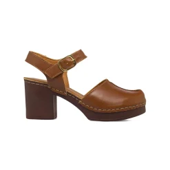 Sandali con tacco marroni da Donna in pelle con tacco 8 cm Primopiano
