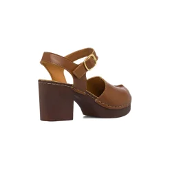 Sandali con tacco marroni da Donna in pelle con tacco 8 cm Primopiano