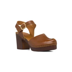 Sandali con tacco marroni da Donna in pelle con tacco 8 cm Primopiano