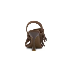 Sandali con tacco marroni Donna con frange effetto suede Swish Jeans