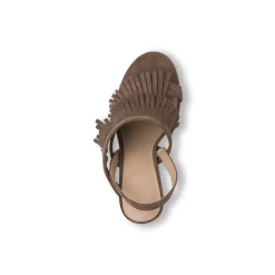 Sandali con tacco marroni Donna con frange effetto suede Swish Jeans