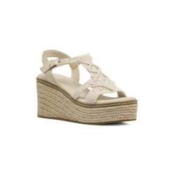 Sandali con zeppa beige da Donna con lavorazione crochet Lora Ferres