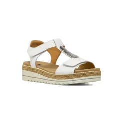 Sandali con zeppa bianchi da Donna comfort con decori metallici P Soft