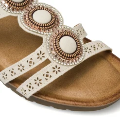 Sandali con zeppa 5 cm beige da Donna e dettagli gioiello Lora Ferres