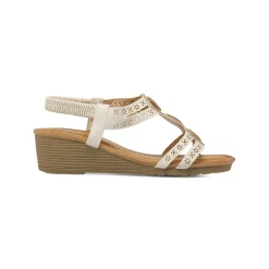 Sandali con zeppa 5 cm beige da Donna e dettagli gioiello Lora Ferres