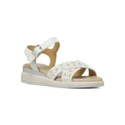 Sandali con zeppa comfort bianchi da Donna con fasce traforate P Soft