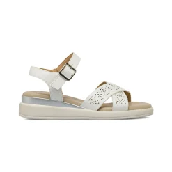 Sandali con zeppa comfort bianchi da Donna con fasce traforate P Soft