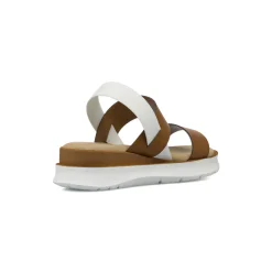 Sandali con zeppa comfort marroni Donna con cinturino elastico P Soft