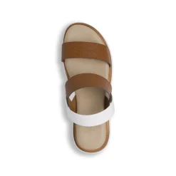 Sandali con zeppa comfort marroni Donna con cinturino elastico P Soft