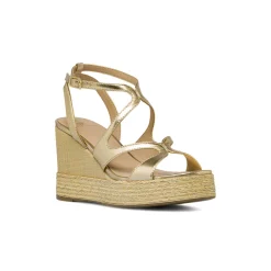 Sandali con Zeppa da Donna color oro con plateau in corda Swish Jeans