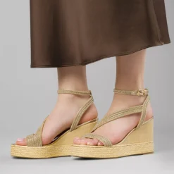 Sandali con zeppa da Donna color oro con strass Swish Jeans