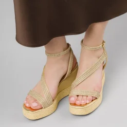 Sandali con zeppa da Donna color oro con strass Swish Jeans