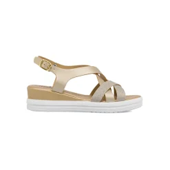 Sandali con zeppa da Donna color platino con fasce glitter Lora Ferres