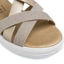 Sandali con zeppa da Donna color platino con fasce glitter Lora Ferres