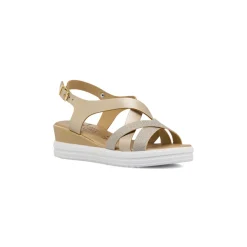 Sandali con zeppa da Donna color platino con fasce glitter Lora Ferres
