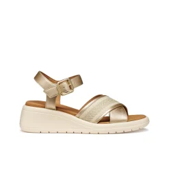 Sandali con zeppa oro da Donna con suola traspirante Geox