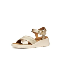 Sandali con zeppa oro da Donna con suola traspirante Geox