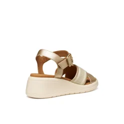 Sandali con zeppa oro da Donna con suola traspirante Geox