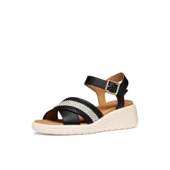 Sandali con Zeppa traspirati neri da Donna con fasce incrociate Geox