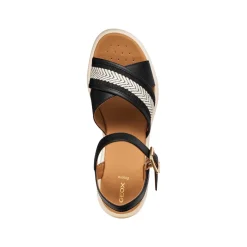 Sandali con Zeppa traspirati neri da Donna con fasce incrociate Geox