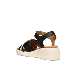 Sandali con Zeppa traspirati neri da Donna con fasce incrociate Geox