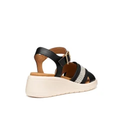 Sandali con Zeppa traspirati neri da Donna con fasce incrociate Geox