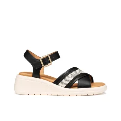 Sandali con Zeppa traspirati neri da Donna con fasce incrociate Geox
