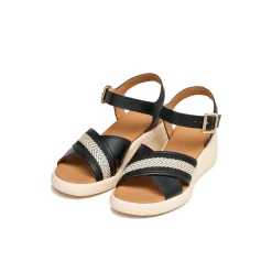 Sandali con Zeppa traspirati neri da Donna con fasce incrociate Geox