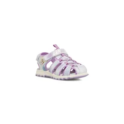 Sandali da Bambina bianchi e lilla glitter con soletta in pelle Frozen