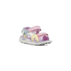 Sandali da Bambina multicolore rosa con triplo strappo Lumberjack