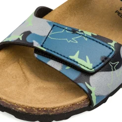 Sandali da Bambino e Ragazzo Verde Blu camouflage e squali Weep & Smile