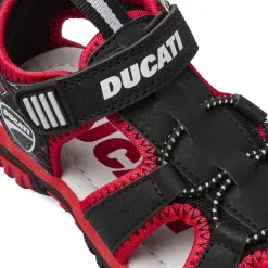 Sandali da Bambino neri e rossi con punta chiusa e strappo Ducati