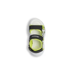 Sandali da Bambino neri e verde fluo con triplo strappo e luci Kappa