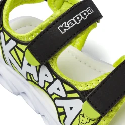 Sandali da Bambino neri e verde fluo con triplo strappo e luci Kappa