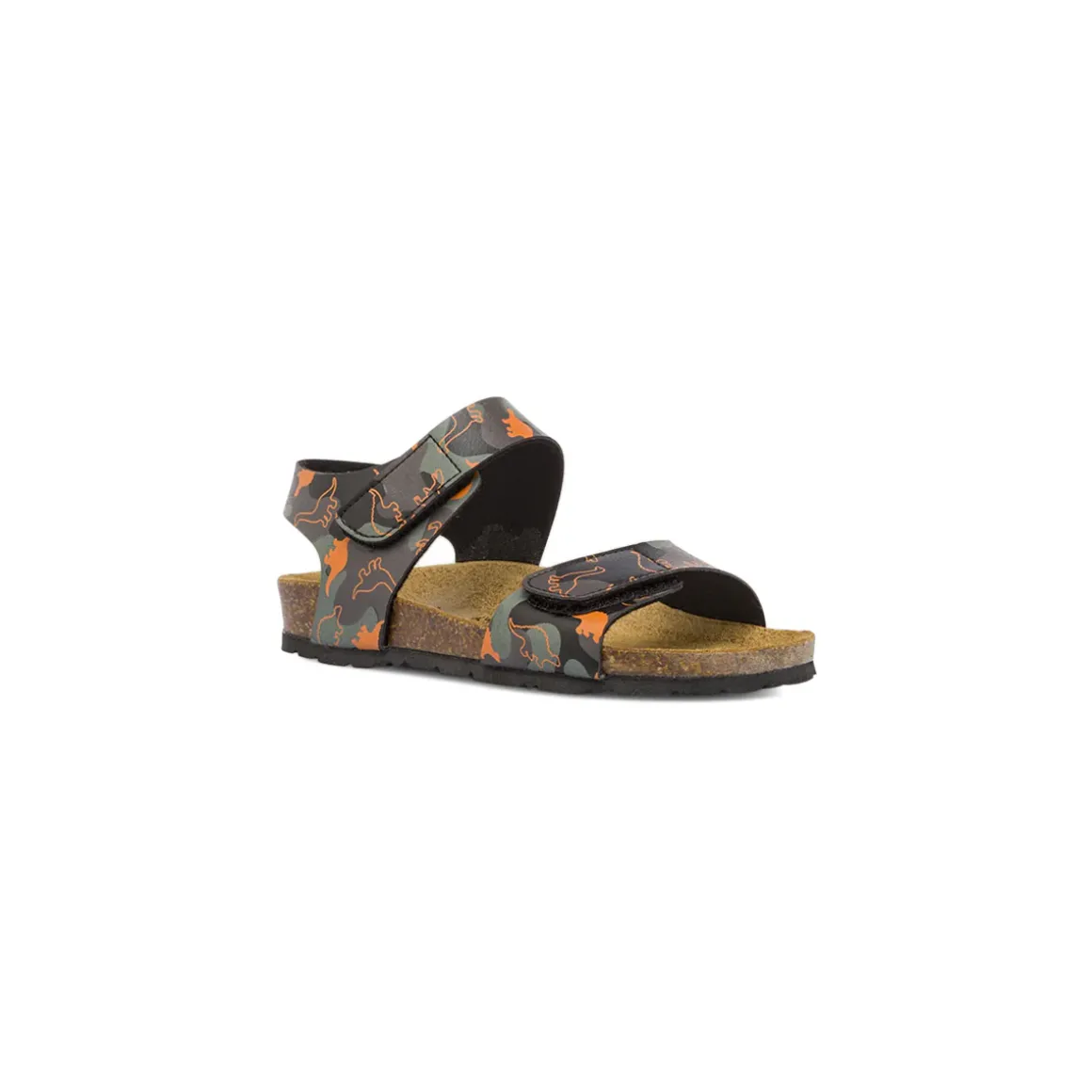 Sandali da Bambino verde militare effetto camouflage e dinosauri Weep & Smile