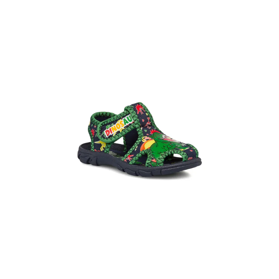 Sandali da bambino verdi e blu con stampe Dinosaurs