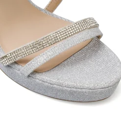 Sandali da Donna Argento con strass tacco a colonna 11 cm Lora Ferres