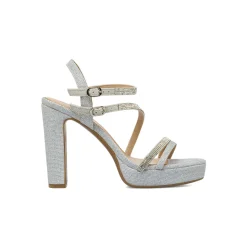 Sandali da Donna Argento con strass tacco a colonna 11 cm Lora Ferres