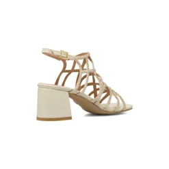 Sandali da Donna beige con strass e tacco a colonna 7 cm Lora Ferres