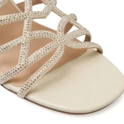 Sandali da Donna beige con strass e tacco a colonna 7 cm Lora Ferres