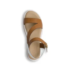 Sandali da donna marrone e bianchi con zeppa 4,5 cm P Soft